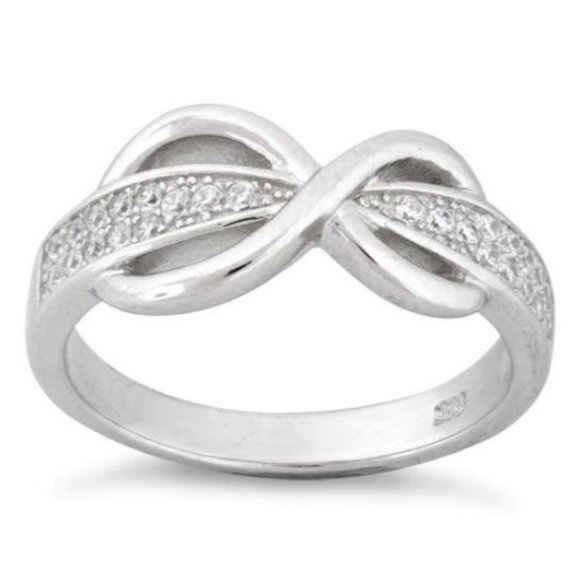 925 STERLING SILVER Infinity Pave Set Cubic Zirconia Ring - Picture 14 of 16
